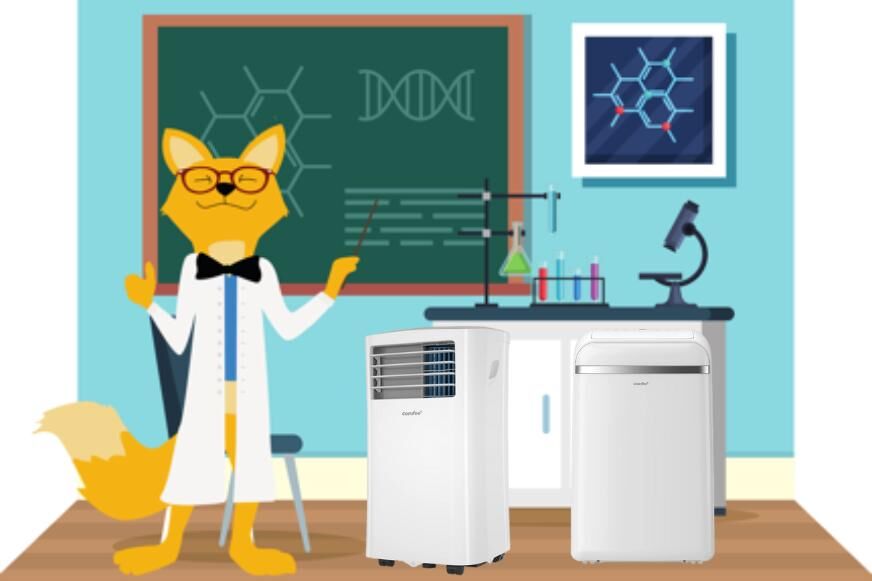 Der Smart-Home-Fox Experte zeigt und erklärt eine Analyse im Labor an einer Tafel.